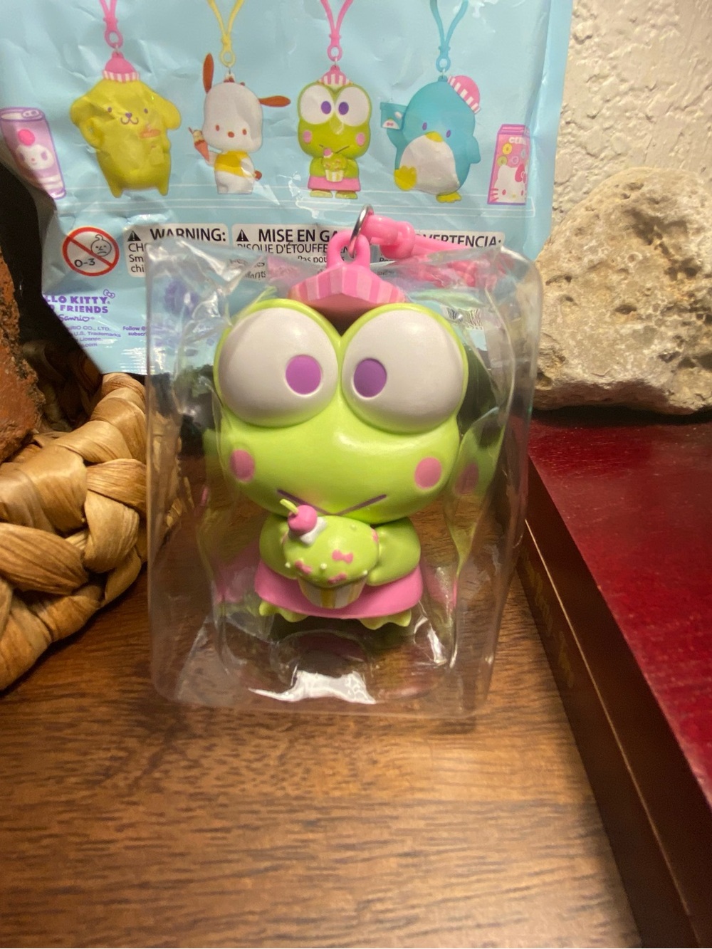 Hello Kitty Keroppi Green and Pink Frog Keychain Charm